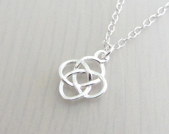 Sterling Silver Celtic Knot Charm Necklace, Silver Celtic Pendant, Irish Jewelry, Love Knot Pendant, Minimalist Jewelry, Gift For Her