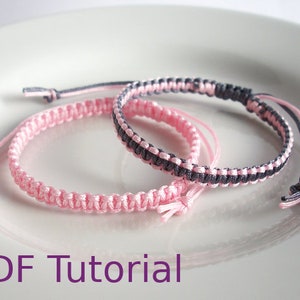 PDF Tutorial Square Knot Macrame Bracelet Pattern, Instant Download Macrame Bracelet Tutorial, DIY Friendship Slider Bracelet