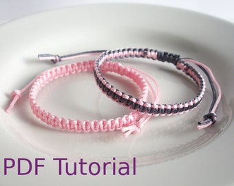 Tutorial PDF Patrón de pulsera de macramé con nudo cuadrado, Tutorial de pulsera de macramé de descarga instantánea, Pulsera deslizante de amistad DIY