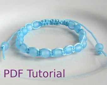 PDF Tutorial Beaded Square Knot Macrame Bracelet Pattern, Instant Download Macrame Bracelet Tutorial, DIY Friendship Slider Bracelet