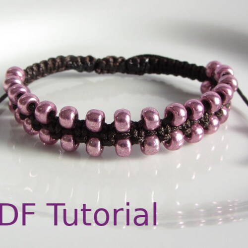 PDF Tutorial Beaded Square Knot Macrame Bracelet Pattern Etsy