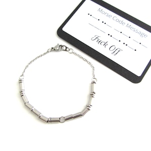 Fuck Off Morse Code Bracelet, Stainless Steel Secret Message Bracelet - Fuck You, Fuck It, Fuck This, Fuck That, Gift For Best Friends