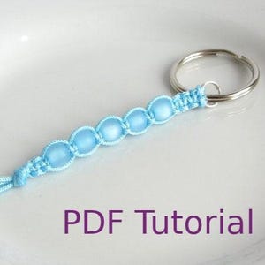 PDF Tutorial Beaded Square Knot Macrame Keychain Pattern, Instant Download Macrame Beaded Keyring Tutorial, DIY Knotted Keychain