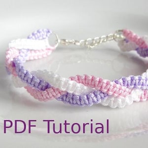 PDF Tutorial Braided Square Knot Macrame Bracelet Pattern, Instant Download Bracelet Tutorial, DIY Knotted Friendship Bracelet