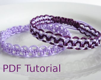 Tutorial en PDF Patrón de pulsera Macrame con nudo cuadrado alterno, Tutorial de pulsera Macrame de descarga instantánea, Pulsera deslizante de amistad DIY