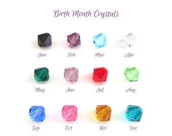 6mm Birth Month Crystal, Bicone Faceted Bead Findings, Set Of 12 Beads, Sold Singly, Fully Drilled Beads, Jewellery Charm Craft Making