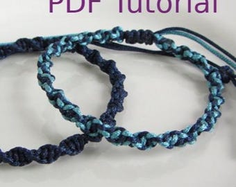 PDF Tutorial Half Square Knot Spiral Macrame Bracelet Pattern, Instant Download Macrame Bracelet Tutorial, DIY Friendship Slider Bracelet