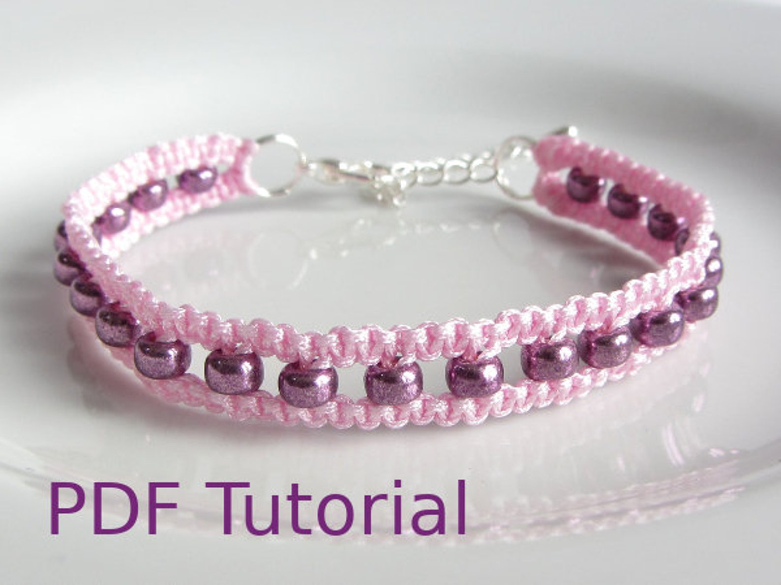 PDF Tutorial Beaded Square Knot Macrame Bracelet Pattern Etsy