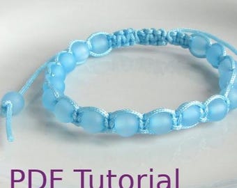 PDF Tutorial Beaded Square Knot Macrame Bracelet Pattern, Instant Download Macrame Bracelet Tutorial, DIY Friendship Slider Bracelet