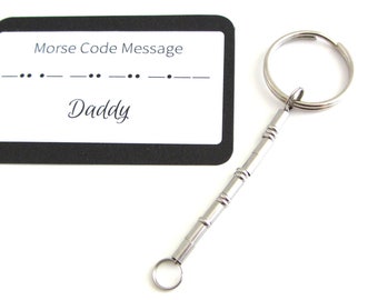 Daddy Morse Code Keyring, Secret Message Keychain, Fathers Day Gift, Morse Code Gift, Gift For Dad, Stocking Stuffer For Him