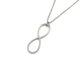 Infinity Charm Necklace, Stainless Steel Eternity Necklace, Valentines Gift, Love Eternity Pendant, Stainless Steel Chain