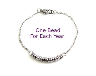 13th 14th 15th 16th 17th 18th 19th 20th 21st 30th 40th 50th Birthday Bracelet, Stainless Steel Teen Girl Bracelet, Milestone Birthday Gift