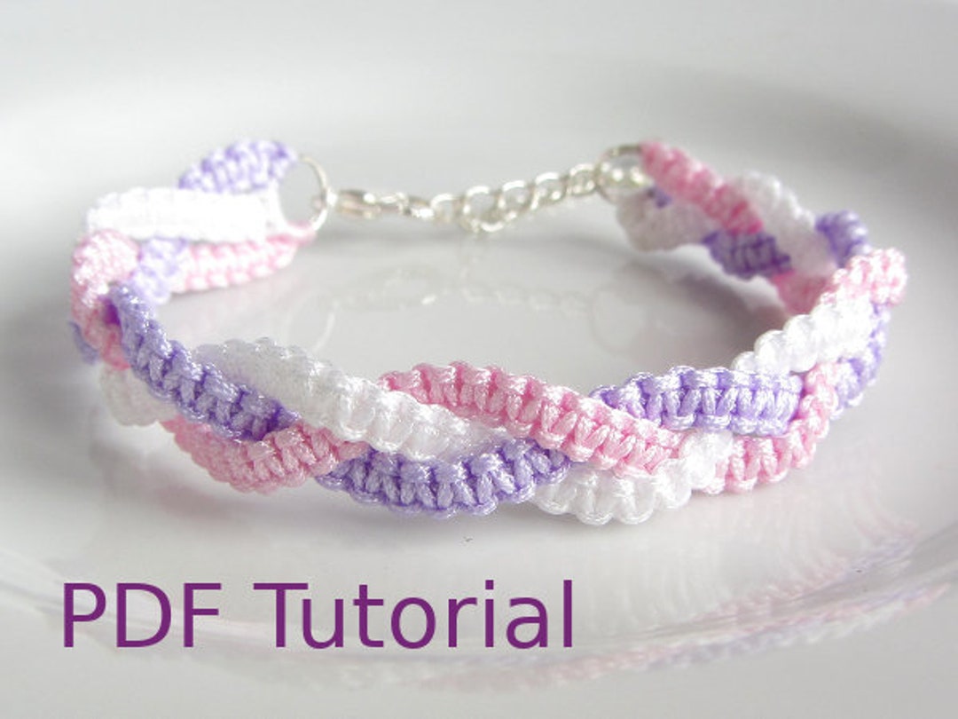 PDF Tutorial Braided Square Knot Macrame Bracelet Pattern, Instant