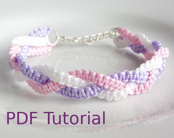 PDF Tutorial Braided Square Knot Macrame Bracelet Pattern, Instant Download Bracelet Tutorial, DIY Knotted Friendship Bracelet