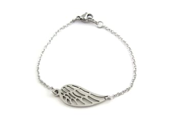 Angel Wing Charm Bracelet, Stainless Steel In Remembrance Bracelet, Sympathy Gift, Loss Gift, Memorial Jewelry, Grief Jewelry, Gift For Her