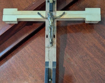 Upcycled Piano Key Crucifix with Reclaimed Corpus