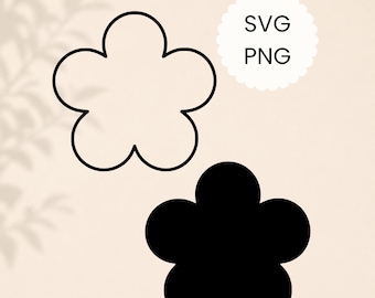 Fleur contour Silhouette SVG PNG Clipart dessin au trait minimaliste printemps minime unités formes fichier de coupe Cricut usage Commercial téléchargement numérique
