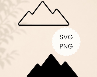 Silhouette contour montagne SVG PNG Clipart dessin au trait minimaliste forêt minimale en plein air signe fichier de coupe Cricut usage Commercial téléchargement numérique