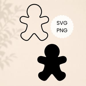 Ginger Bread Man Umriss Silhouette SVG PNG Clipart Minimalistische Linie Kunst Minimal Cookie Cutter Form Cricut Cut Datei Kommerzielle Nutzung Digital