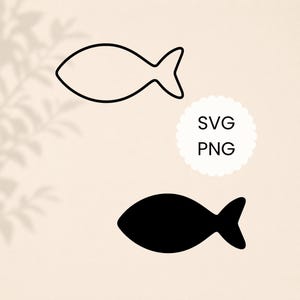 Silhouette de contour de poisson SVG PNG Clipart dessin au trait minimaliste océan minimal Animal Cricut coupe fichier usage Commercial téléchargement numérique