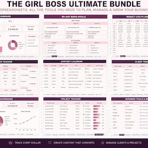 Girl boss Ultimate spreadsheet bundle for any beauty techs, new startups, handmade shops, candle shop, lash techs, POD , dropshipping