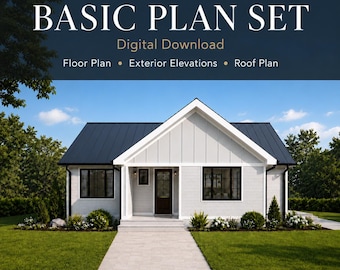 Modern Farmhouse Basic Plan Set – 2 Bed, 2 Bath Home (Digital Download)