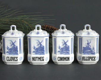 Vintage Spice Jar Set Made and Hand Painted Made In Czechoslovakia Set Of 4