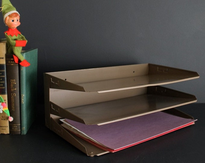 Vintage Metal File Holder Paper Tray by Vertiflex Divided Etsy