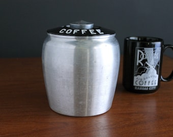 Vintage Spun Aluminum Coffee Canister by Kromex Mid Century Kitchen Storage