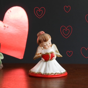 Vintage Lefton Valentine Angel Double Heart 2774 Valentine&#39;s Love Angel