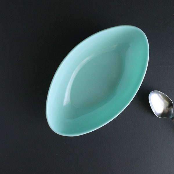 Vintage Melmac Serving Bowl Oval Light Minty Turquoise Mid Century