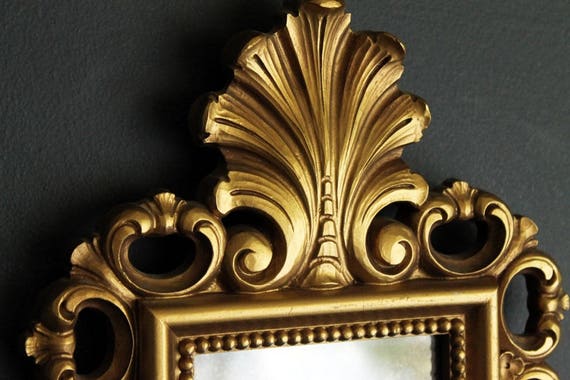 ORNATE DOUBLE SCROLL MIRROR PEDIMENT MOULDING WHITE RESIN