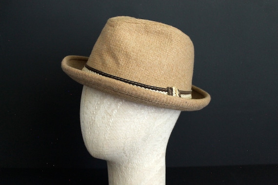 Vintage Mens Homburg Style Hat by Stetson Tan and… - image 5