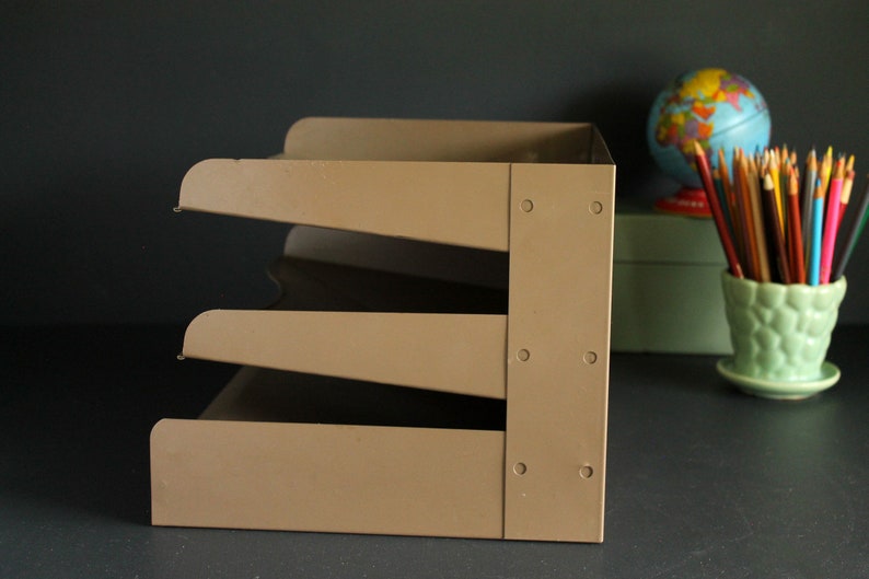 Vintage Metal File Holder Paper Tray by Vertiflex Divided Etsy