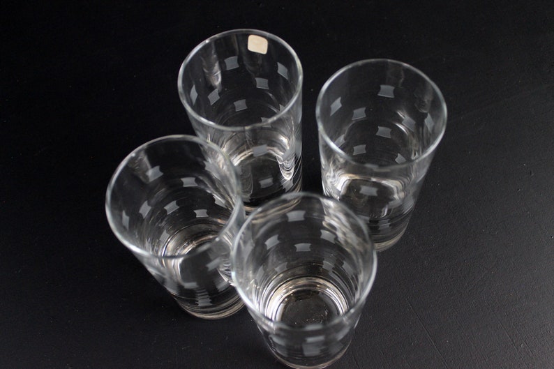 Vintage Libby Windsor Etched Glassware set of 4 Mid Century Highball Tumbler Barware Atomic MCM Cocktail Glasses image 6