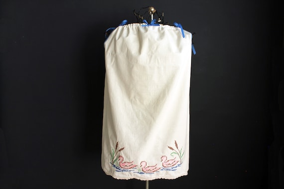 Vintage Childs Art Apron Cotton Flour Sack with C… - image 1