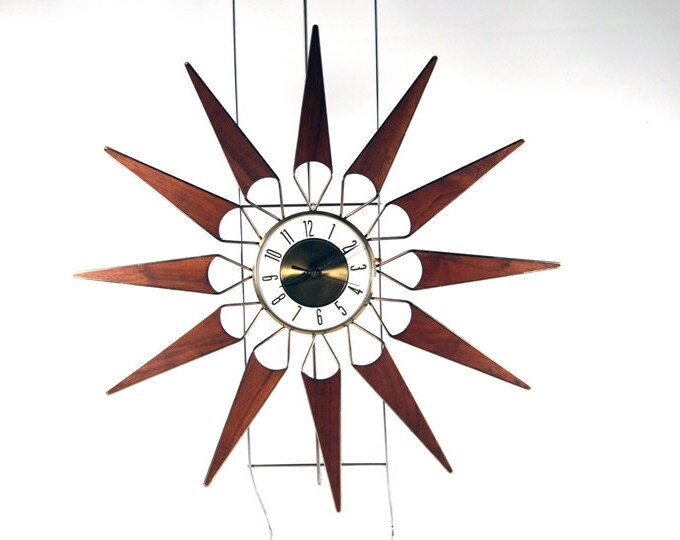 Vintage Mid Century Elgin Starburst Wall Clock Etsy