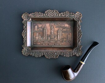 Vintage New York City Souvenir Ashtray New York City Iconic Landmarks 3D Metal