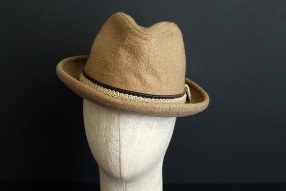 Vintage Mens Homburg Style Hat by Stetson Tan and… - image 2