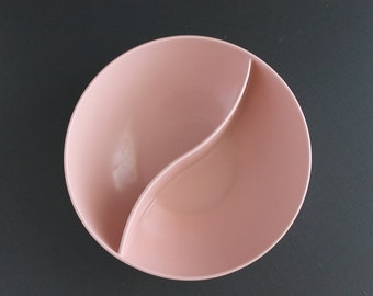 Vintage Stetson Melmac Dinnerware Pink Serpentine Divided Bowl Peas and Carrots