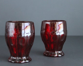 Vintage Ruby 1933 9 oz Tumbler Set Of 2 By Fenton Glass Ruby Red Glassware