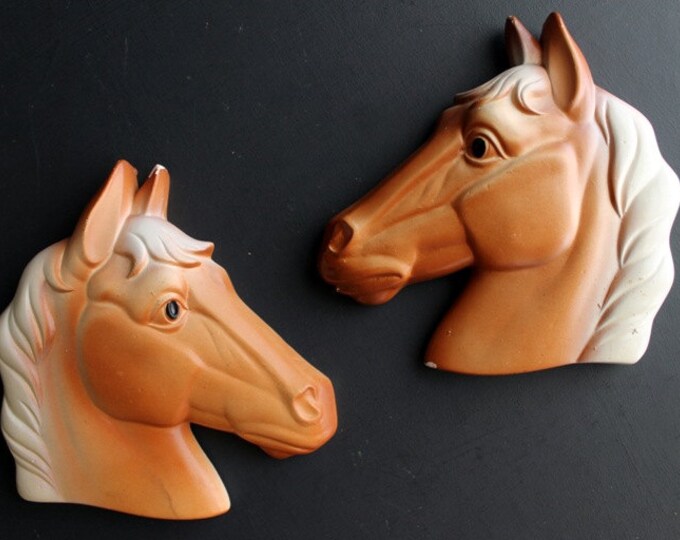 Vintage Plaster Horse Head Plaster Wall Plaque by Miller Etsy