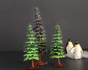 Vintage Plastic Christmas Trees Skinny Evergreen Trees for Holiday or Model Display