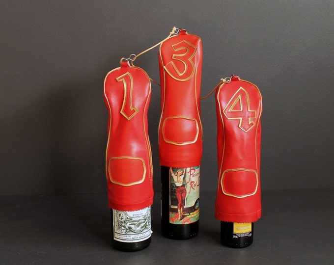 Vintage Golf Club Head Covers Red and Gold Vinyl Mid Century Etsy