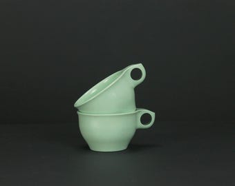 Vintage Melmac Coffee Cups Minty Jadite Green 2 Piece Meladur By General American