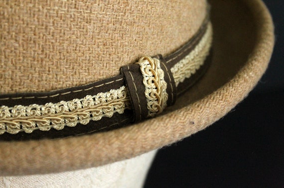 Vintage Mens Homburg Style Hat by Stetson Tan and… - image 7