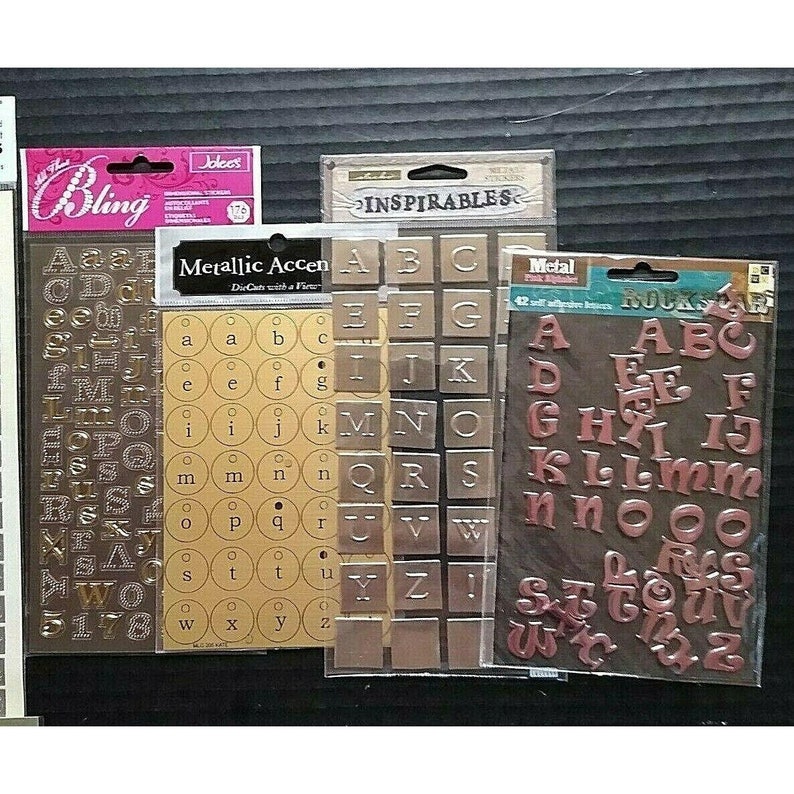 Scrapbooking Sticker Lot Metal Alphabet Letter Stickers Etsy