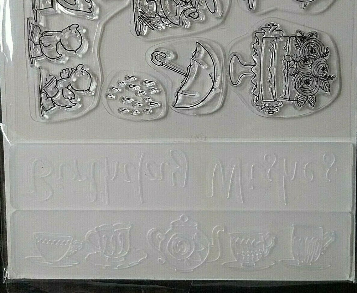 Cling Stamp Set & Embossing Folders Birthday Stamps Tea Etsy