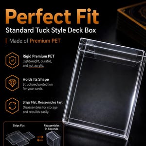 Clear Deck Box 10 Pack, Perfect Fit PET Trading Card Deck Boxes, MTG Pokemon Lorcana TCG Card Storage, Minimalist Sleeved Card Case Bundle