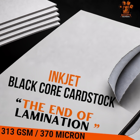 Black Core Cardstock for Inkjet Printers, 300-330gsm Double Sided Proxy Card Stock, No Laminating, quick dry for TCG DIY Tarot, Oracle Deck